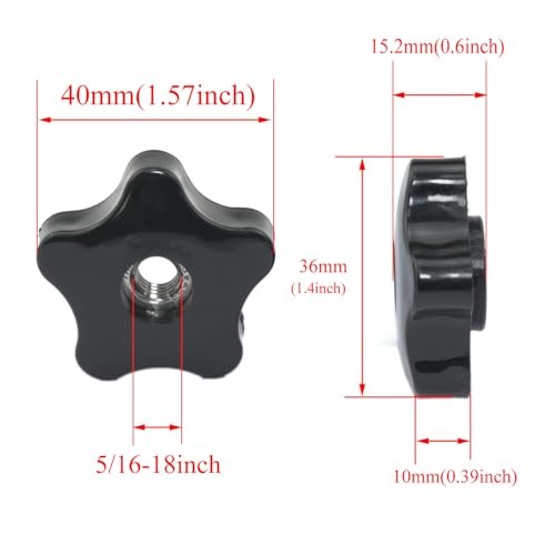T-Track Knob Five-Star Thru Knob 5/16”-18 Thru Knob Star Knobs Threaded Knobs