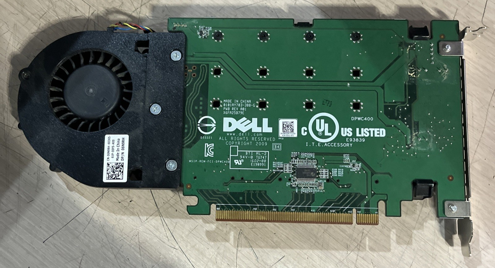 DELL DPWC400 QUAD M.2 PCIE SOLID STATE DRIVE ADAPTER CARD NO SSD