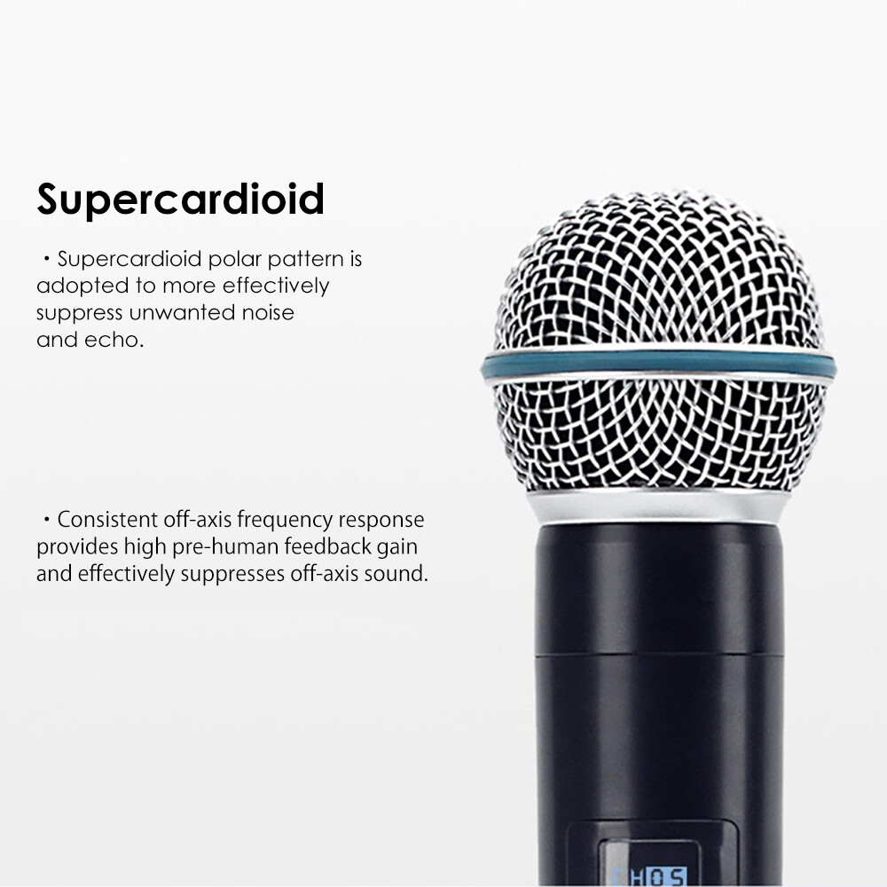 Pro 2 Channel UHF Wireless Dual Microphone Cordless Handheld Mic System For Home