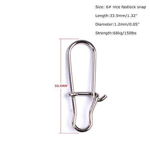 Fishing Line Slide With 6 Duo-Lock Snap High-Strength Slider 50 PCS Tackle