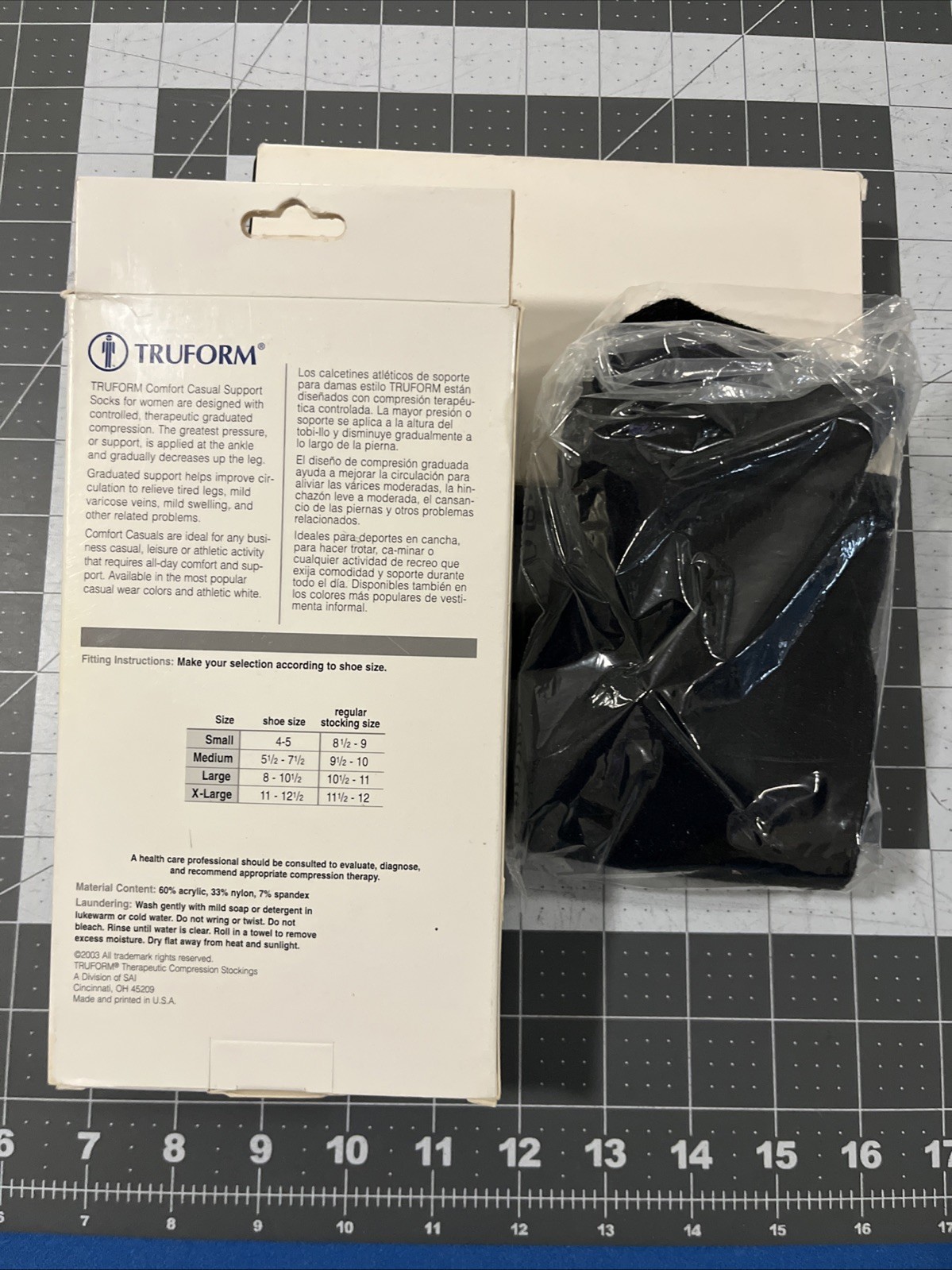 TRUFORM Comfort Casual Socks Ladies S Black 10-20 mmHg Knee High 1963-BL - New