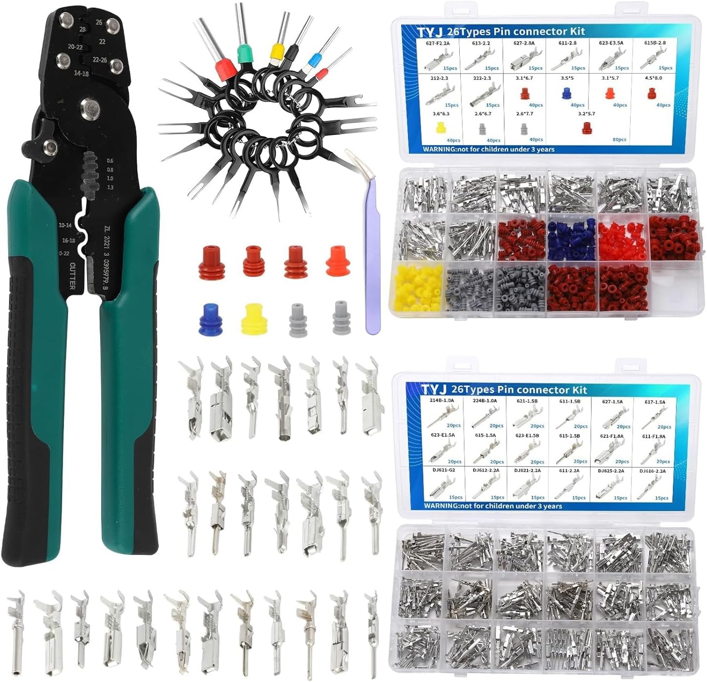 812Pcs Pin Connector Kit with Crimping Pliers - Terminal Pin 1/1.5/1.8/2/2.2/2.3