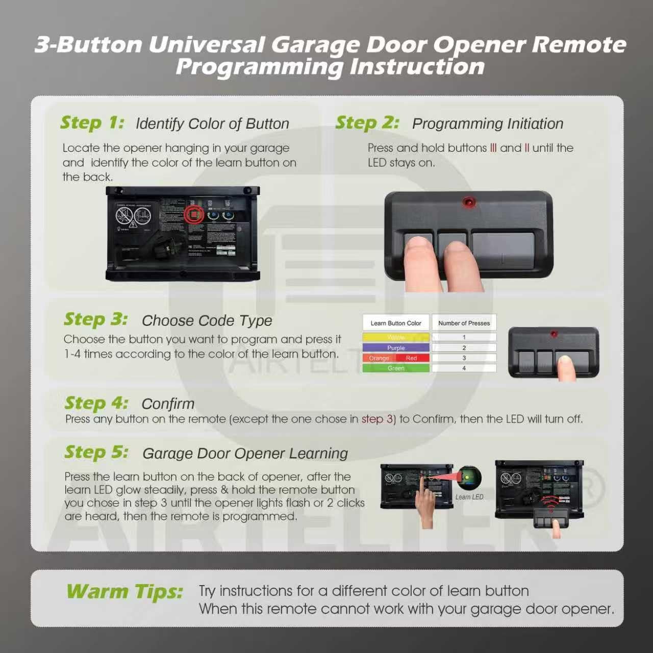 2 for Chamberlain 953EV-P2 Universal Garage Door Opener Remote