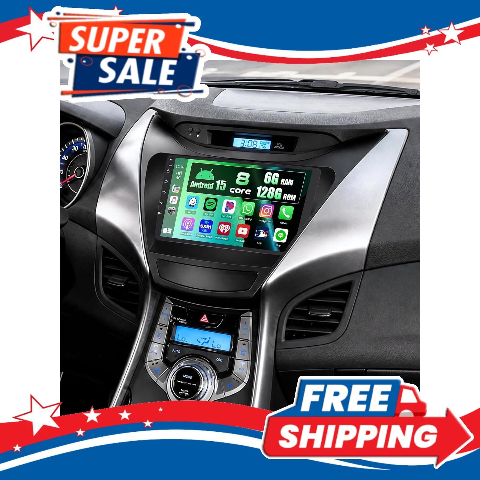 8 Core 6+128GB Android Radio 9 Inch IPS Touch Screen Hyundai Elantra 2011-2013