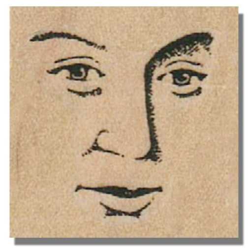 Mounted Rubber Stamp, Man Face Design Element People Art Media Collage Lips Eyes