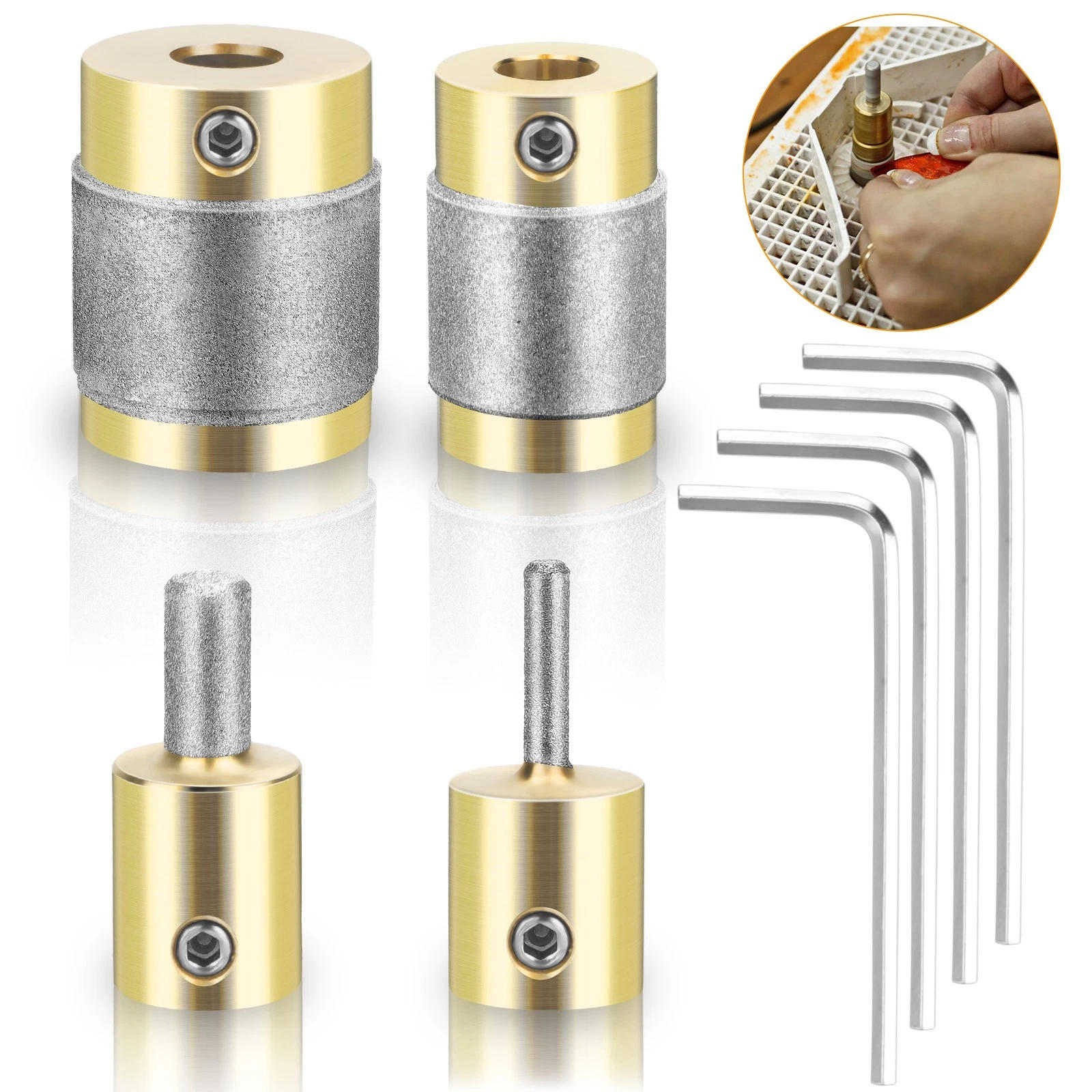 4PCS Top-tier durable diamond bits for stained glass grinder replacement heads.