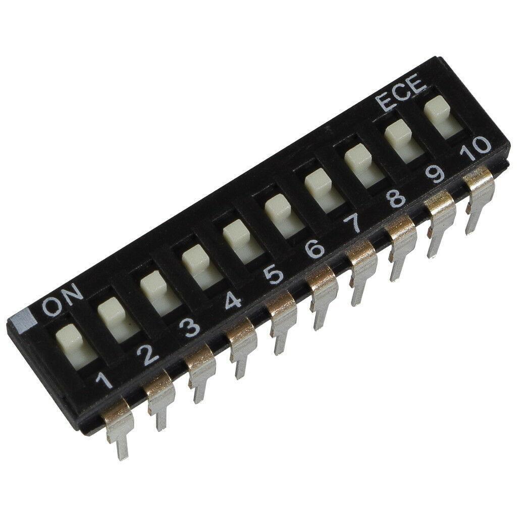 ECE DIP Switch 10-Pin RM 2.54mm 24V DC 25mA IC DIL Switch EAH-110-EZ 855905-