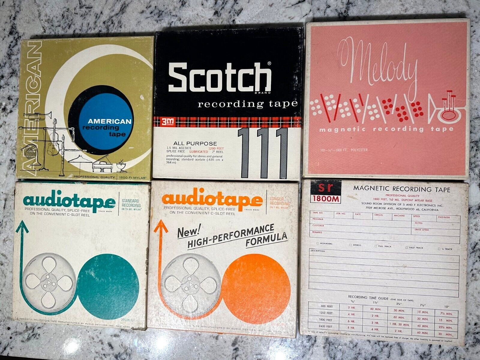 VINTAGE Lot of 6 7” Reel to Reel Recording Tapes Various Brands Used UNTESTED