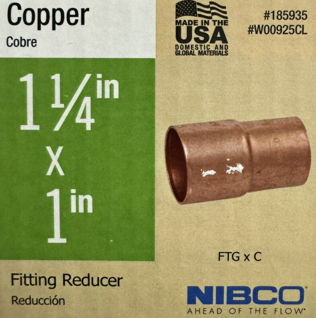 NIBCO 1  1/4" x 1" Copper Reducer Fitting - 1 1/4-inch Street x 1-inch Female