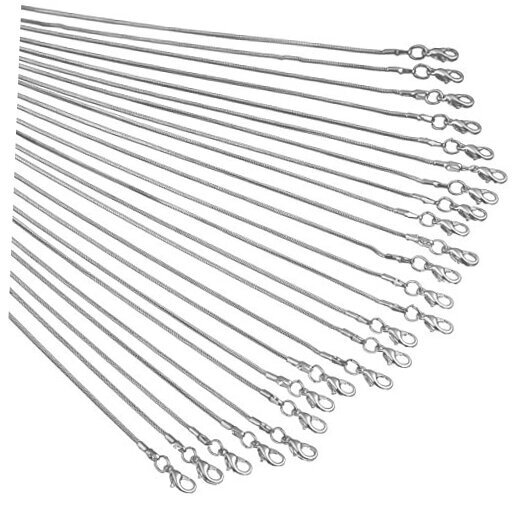 24pcs 18 Inch 925 Silver Plated 1.2mm DIY Snake Chain Charms Link 18 inch