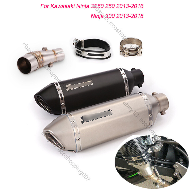 For Kawasaki Ninja 250 300 Z250 Exhaust System Mid Connect Pipe Muffler Tip 51mm