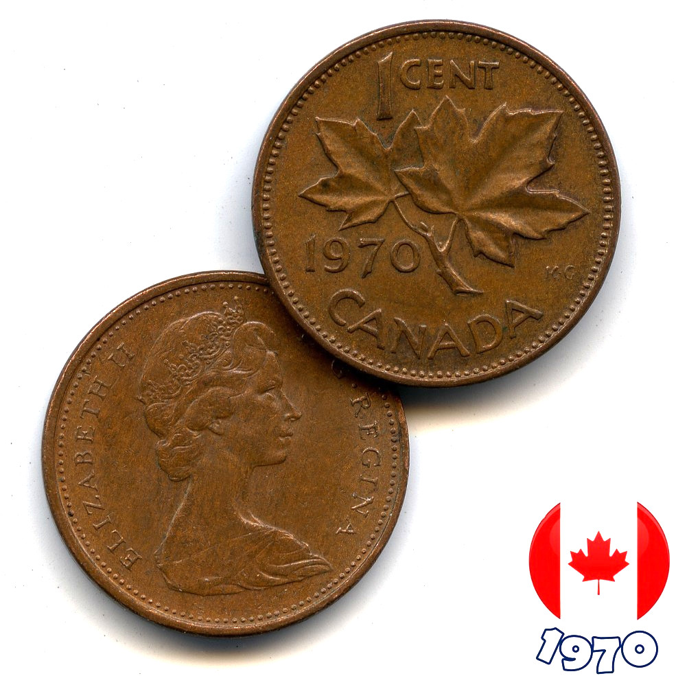 A Canadian 1970  1 Cent Penny Coin Elizabeth II Maple Leaf - Circulated