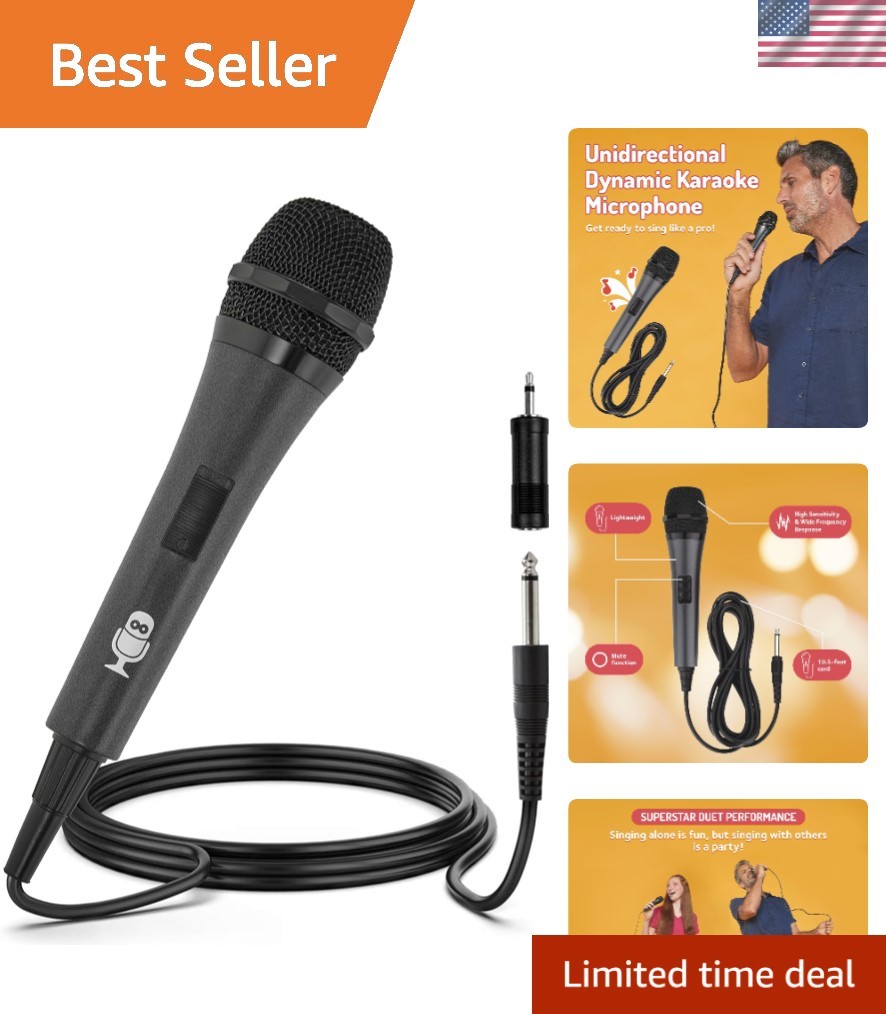 Dynamic Black Wired Microphone - Perfect for Karaoke, Events, & Public Speaking