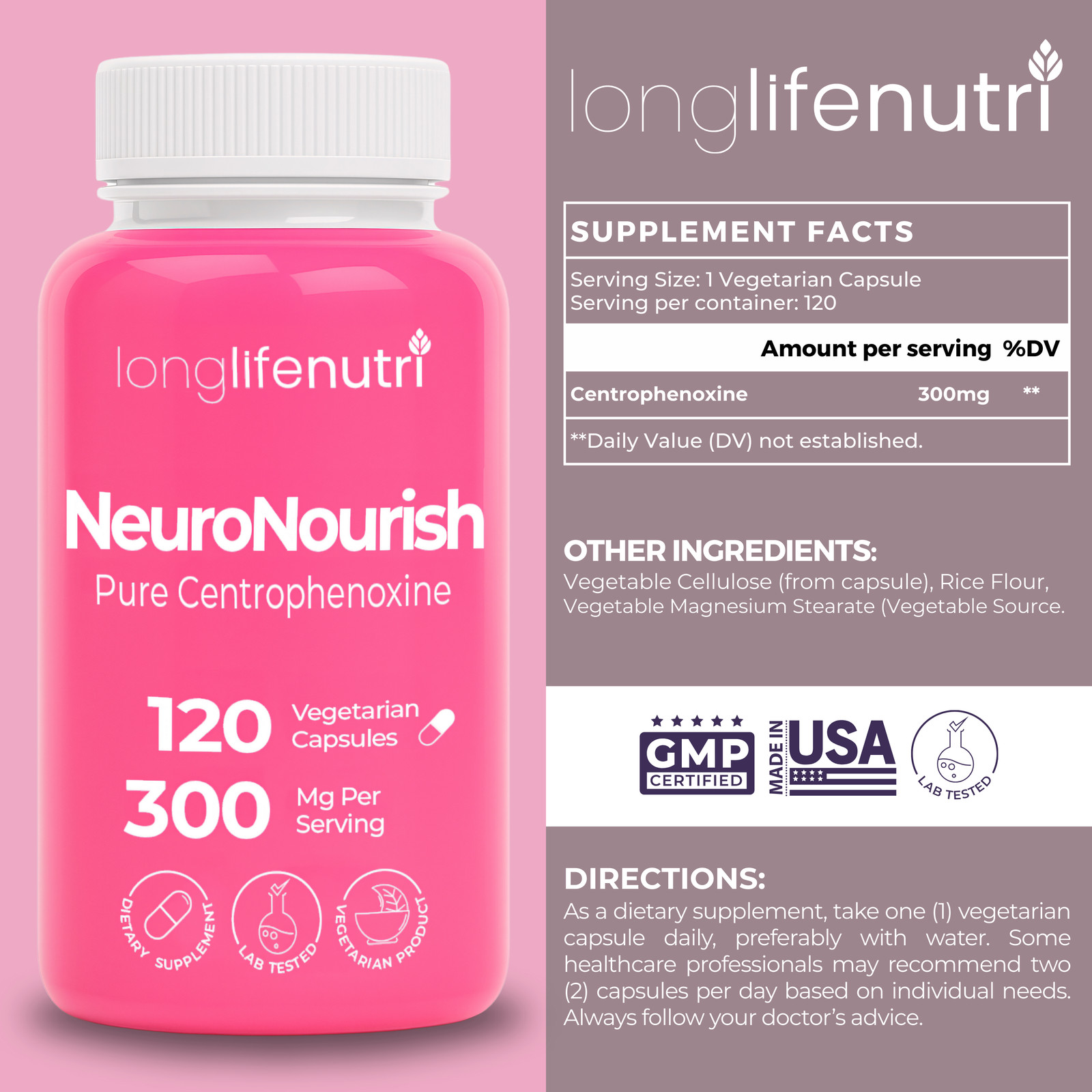 Centrophenoxine 300 mg - 120 Vegetarian Capsules