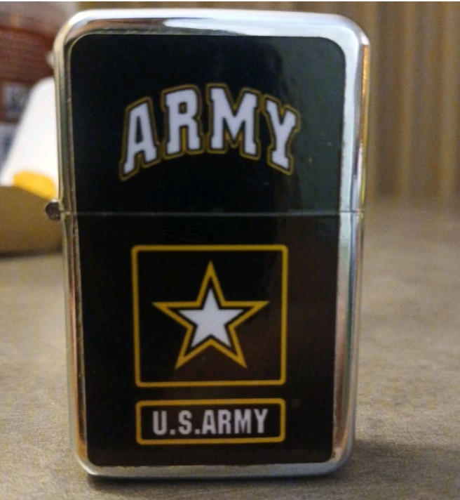 U.S. Army Chrome Flip Top Refillable Oil Lighter
