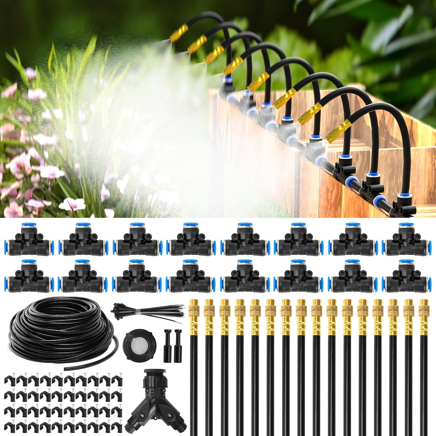 MIXC 100Ft 1/4" Drip Irrigation System,2026-Upgrade Garden Irrigation Kit with 1