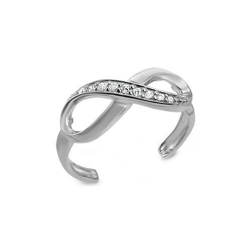 925 Sterling Silver Toe Ring Infinity CZ Cubic Zirconia Jewelry Adjustable