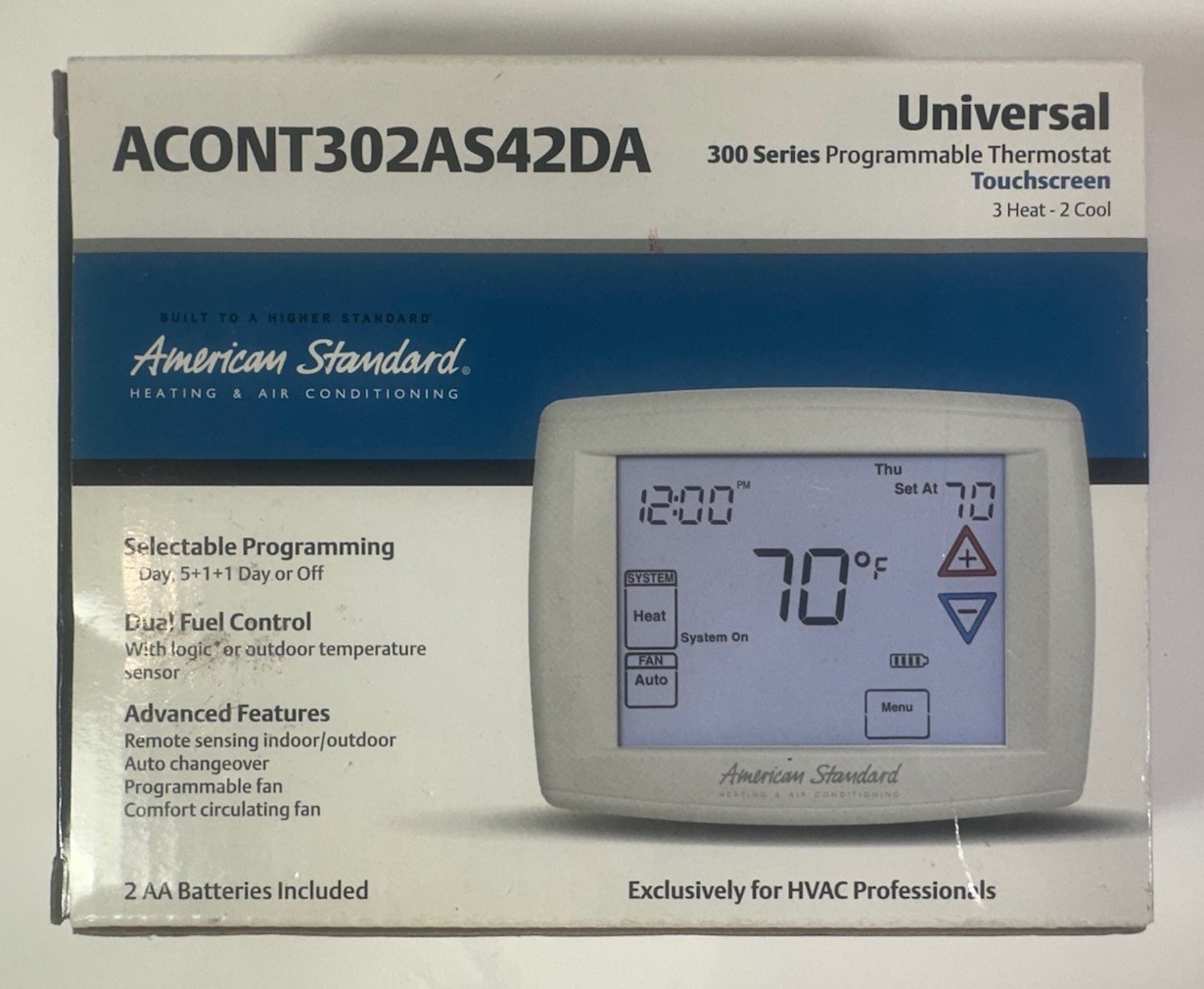 American Standard ACONT302AS42DA 300 Series Programmable Thermostat New