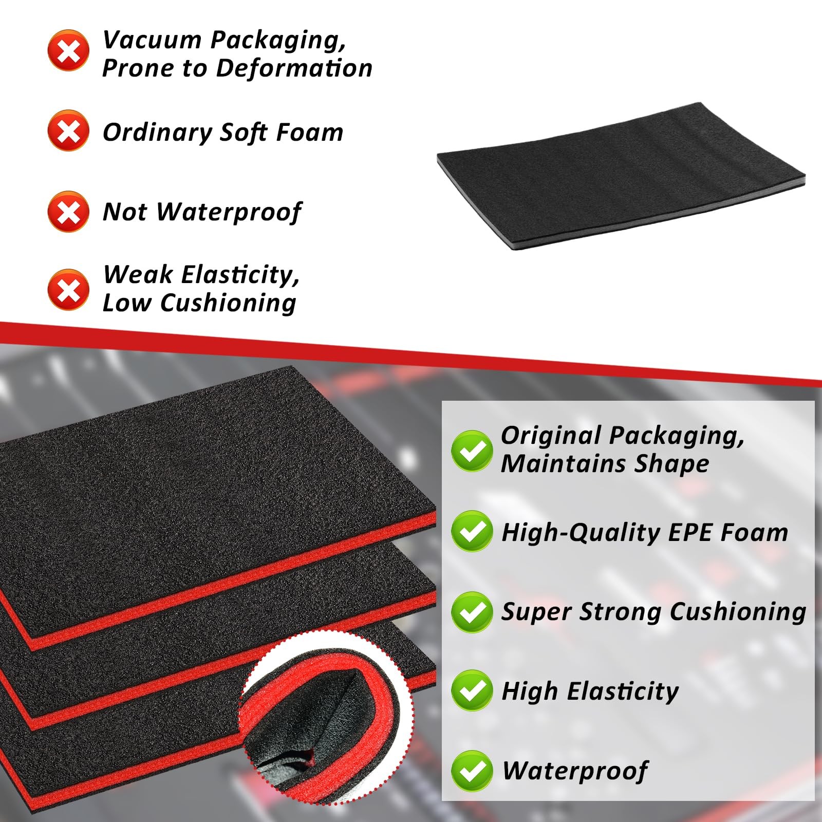 6 Pack Tool Box Foam Inserts for Cases 18 x 12 x 1 Inch Polyethylene Storage ...