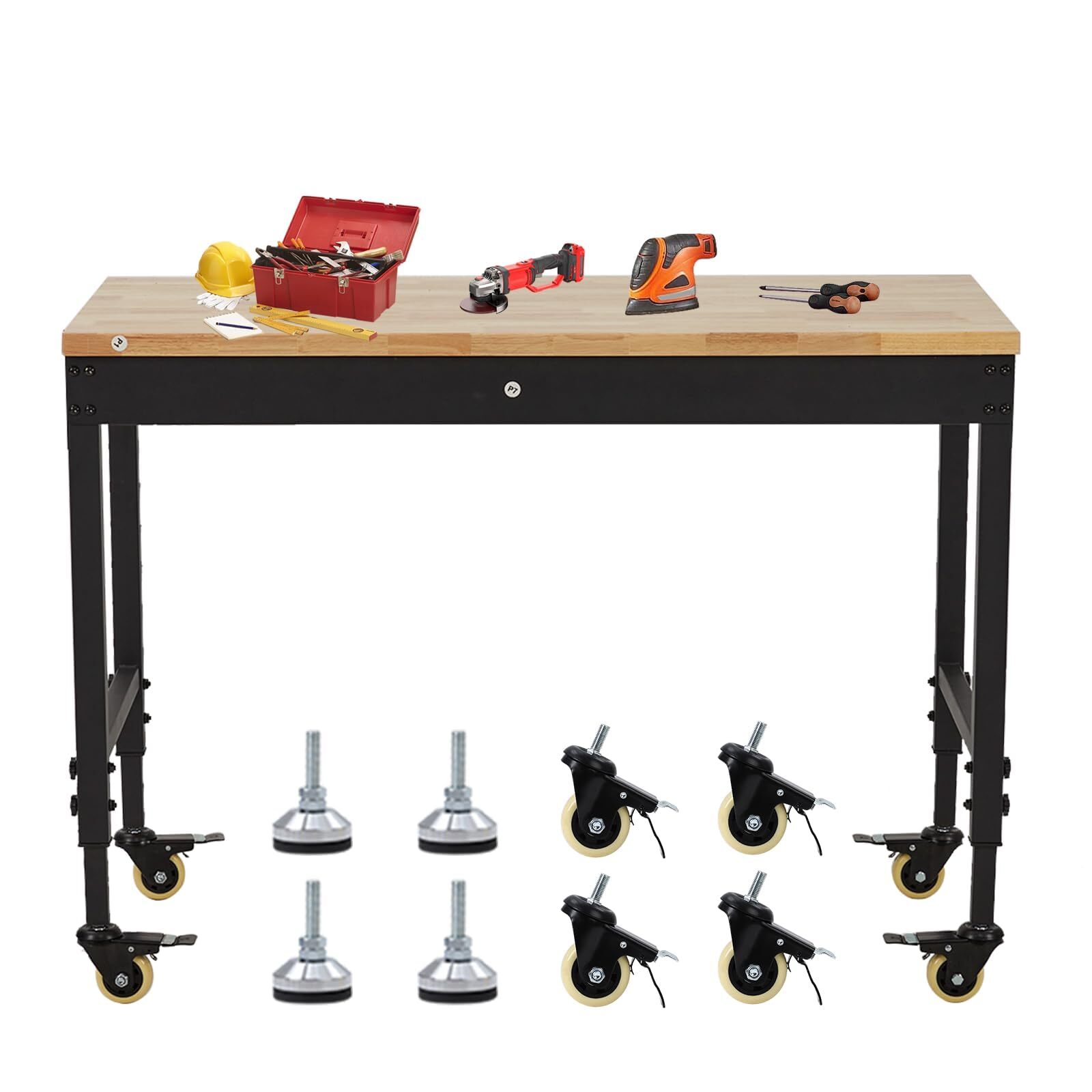 48"x24" Adjustable Workbench ,Heavy Duty Work Table with Power Outlet and Wheels