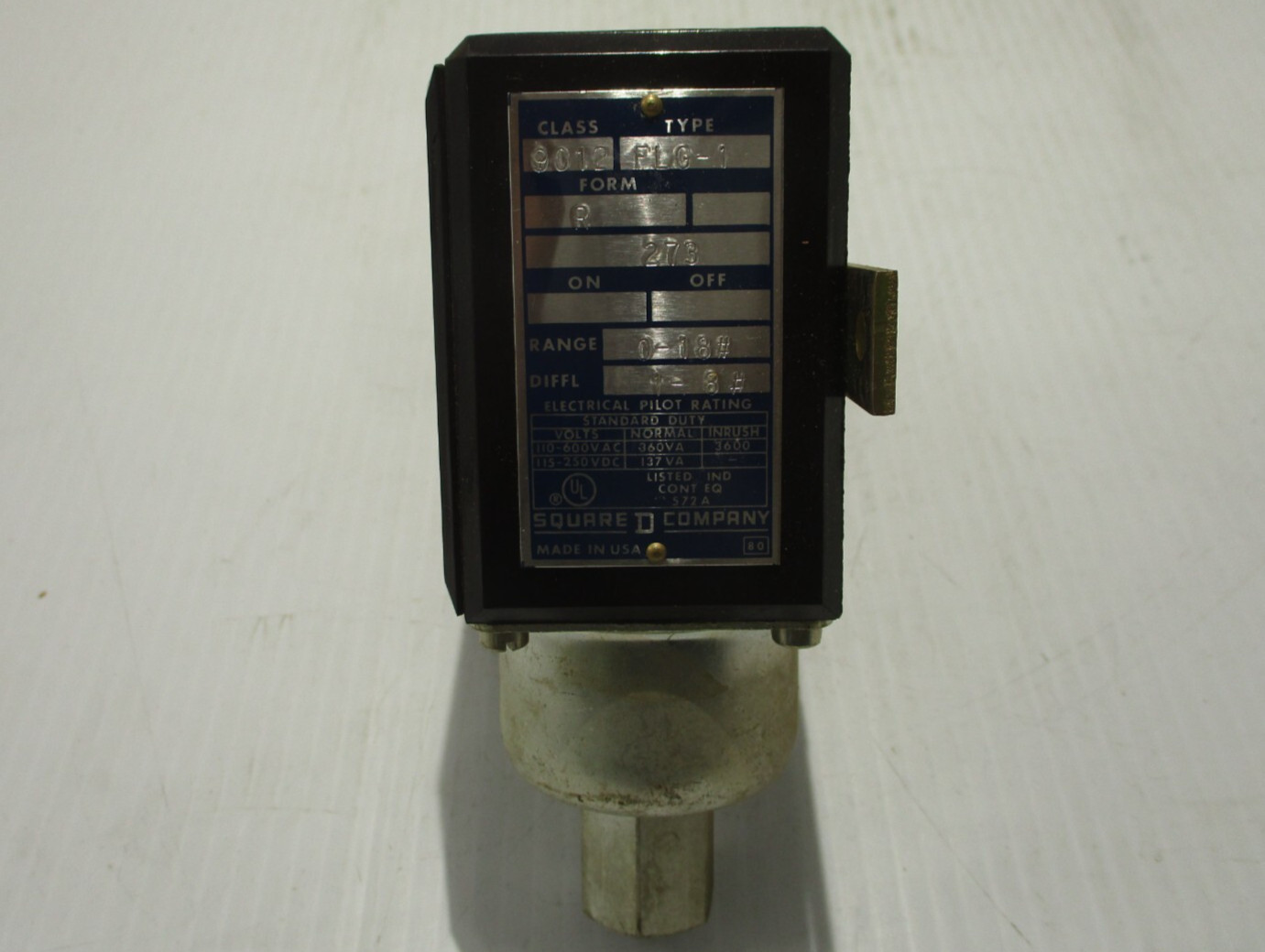 NEW SQUARE D 9012-FLG1 PRESSURE SWITCH