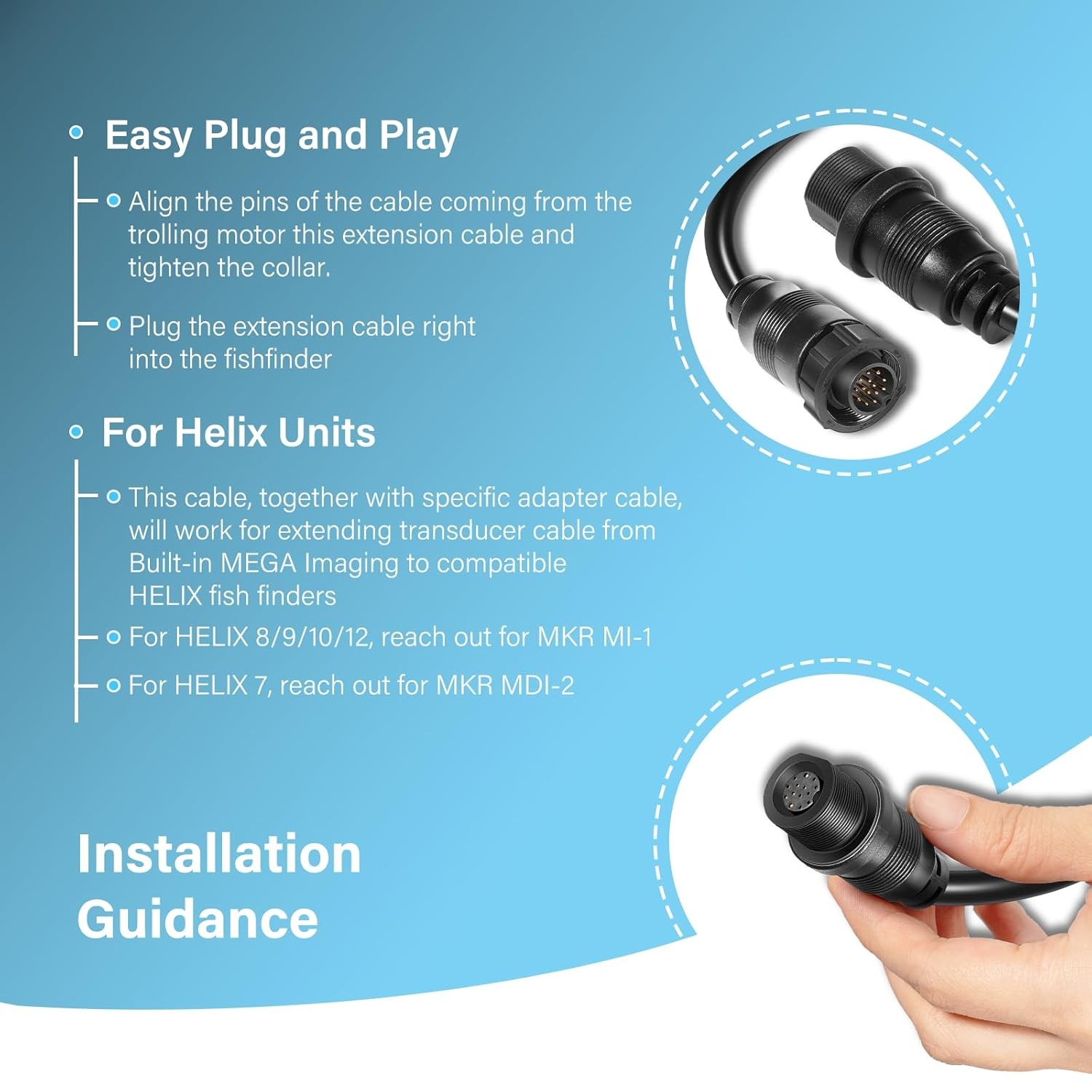 720106-1 EC M3 14W10 Transducer Extension Cable 14-pin for Humminbird APEX XPLOR