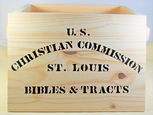U.S. Christian Commission Bibles & Tracts St. Louis - Wood Box - Civil War