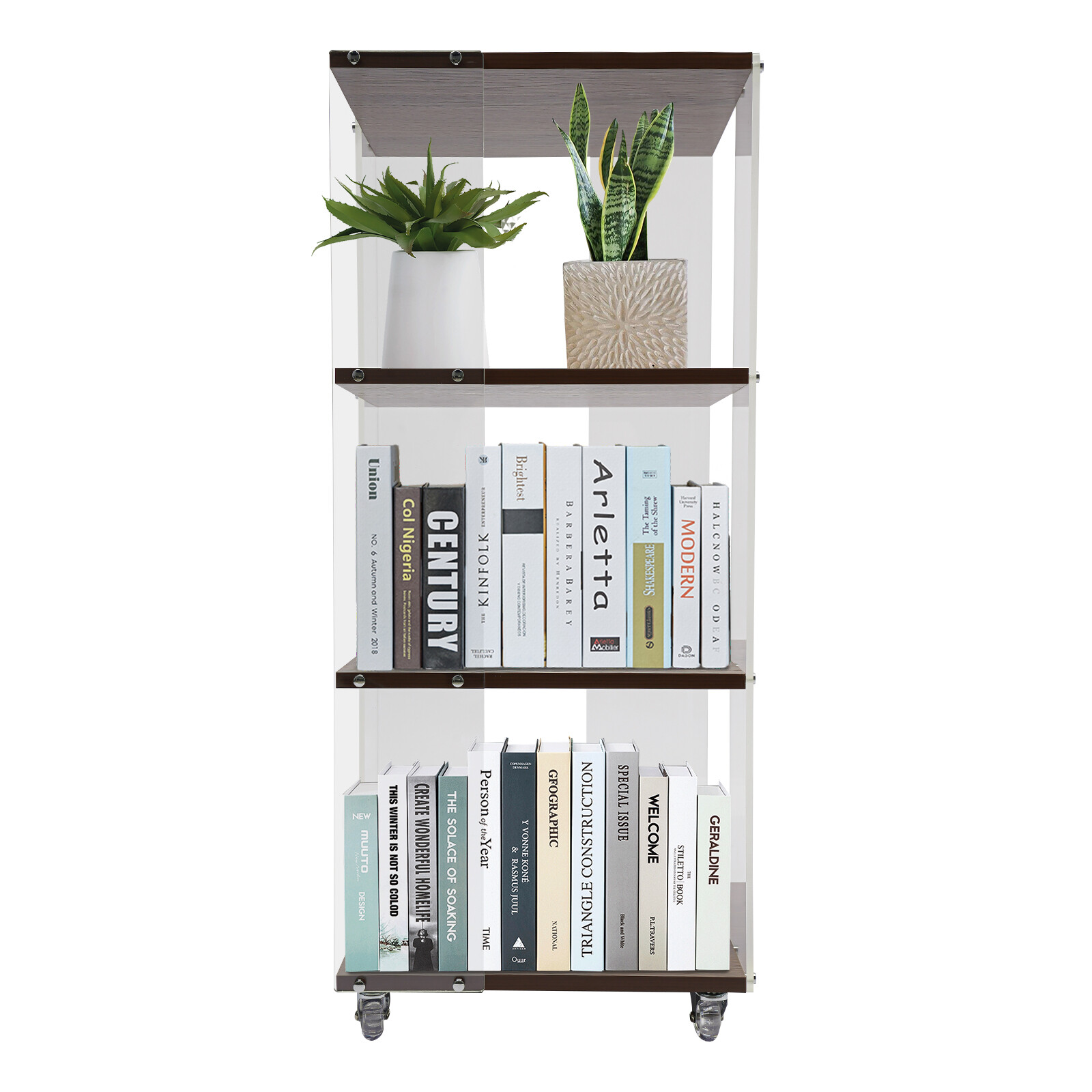360° Rotating Display Bookshelf 3 Tiers Standing Corner Storage Bookcase Rack US