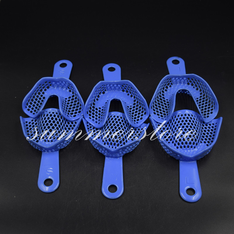 6 Pcs/3 Sets L+M+S Dental Autoclavable Plastic-Steel Impression Tray Upper+Lower