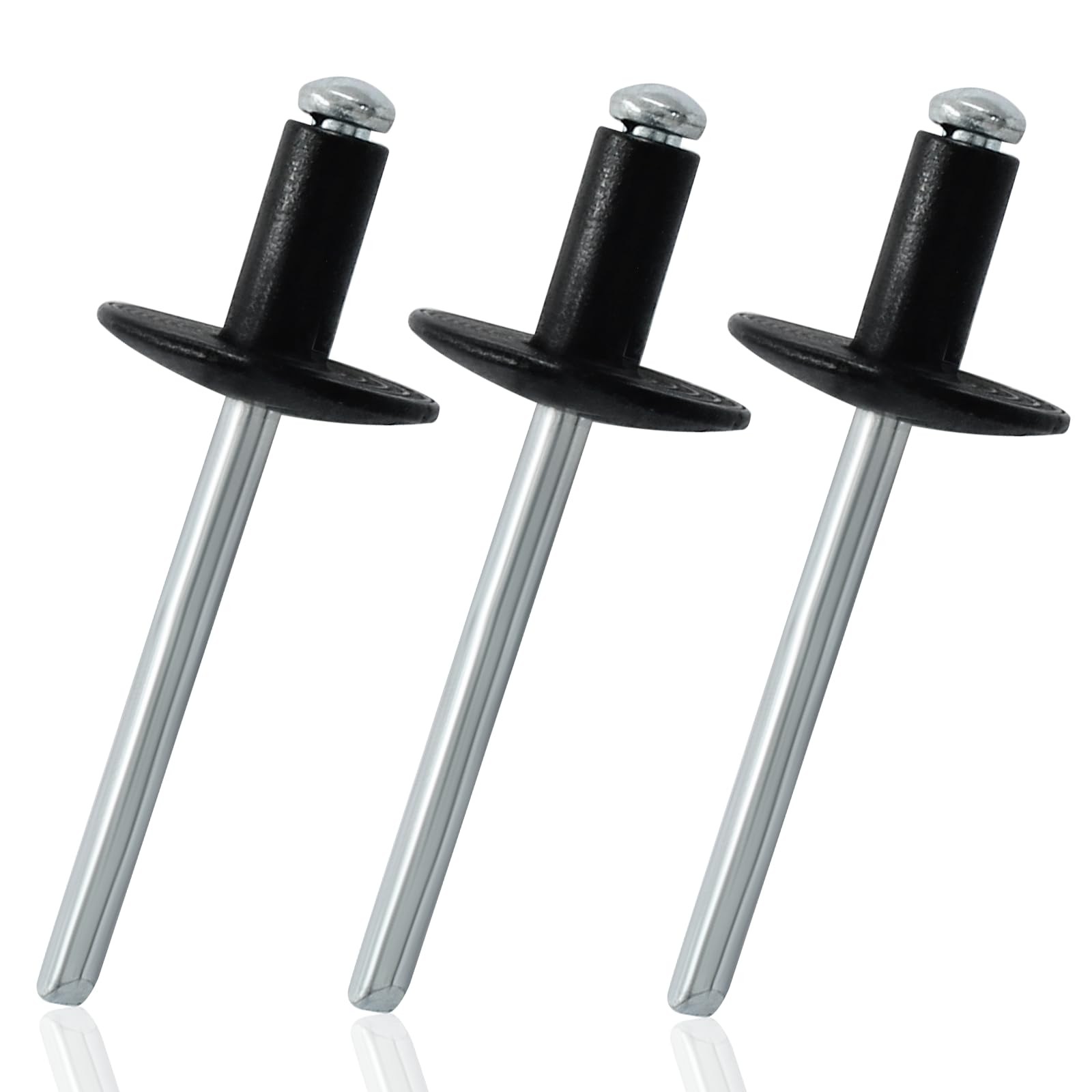60 Pcs 3/16" x 1/2" Large Flange Aluminum Blind x 1/2", Black