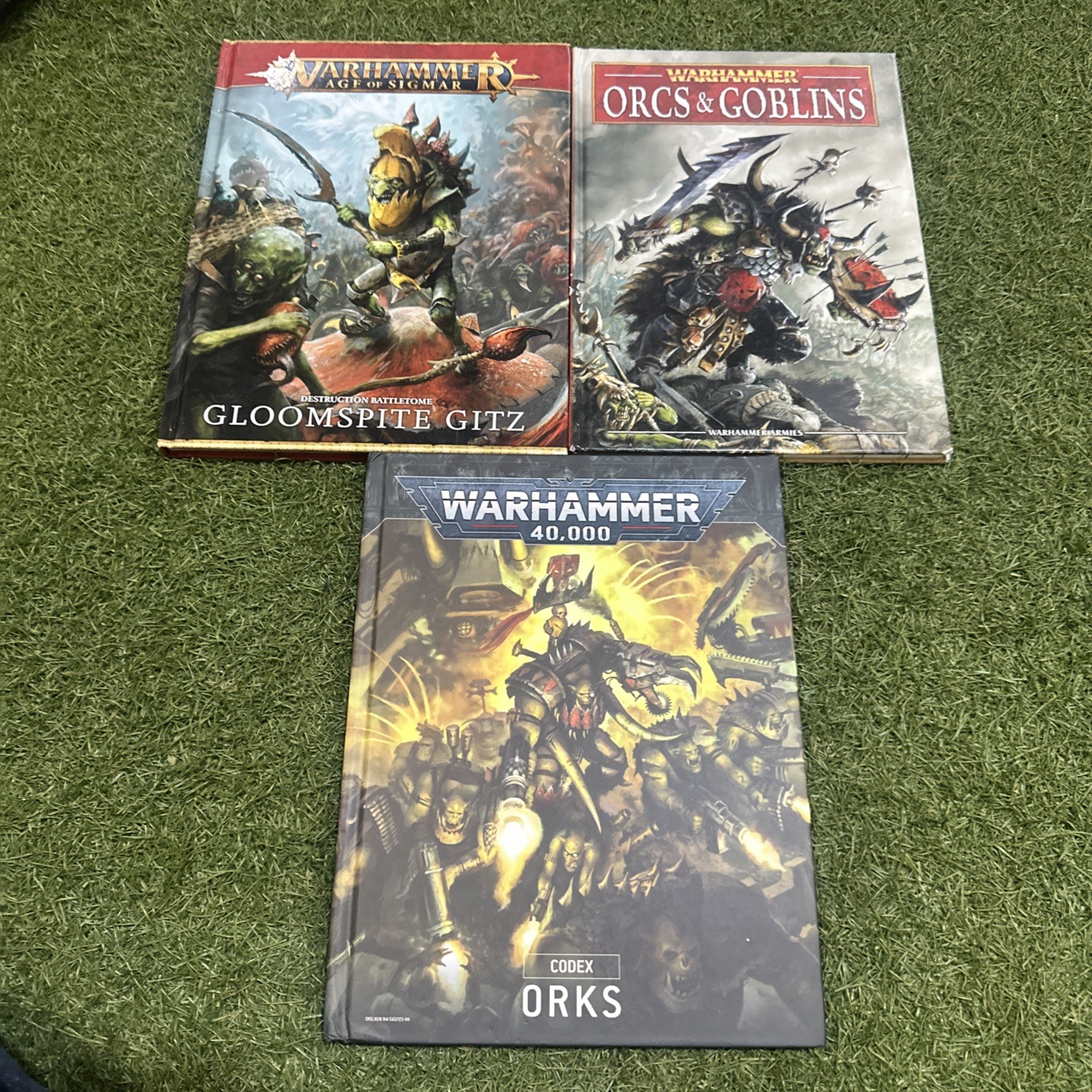 Lot of 3 Warhammer books 40k Ork Codex , Orcs & goblins, age of sigmar