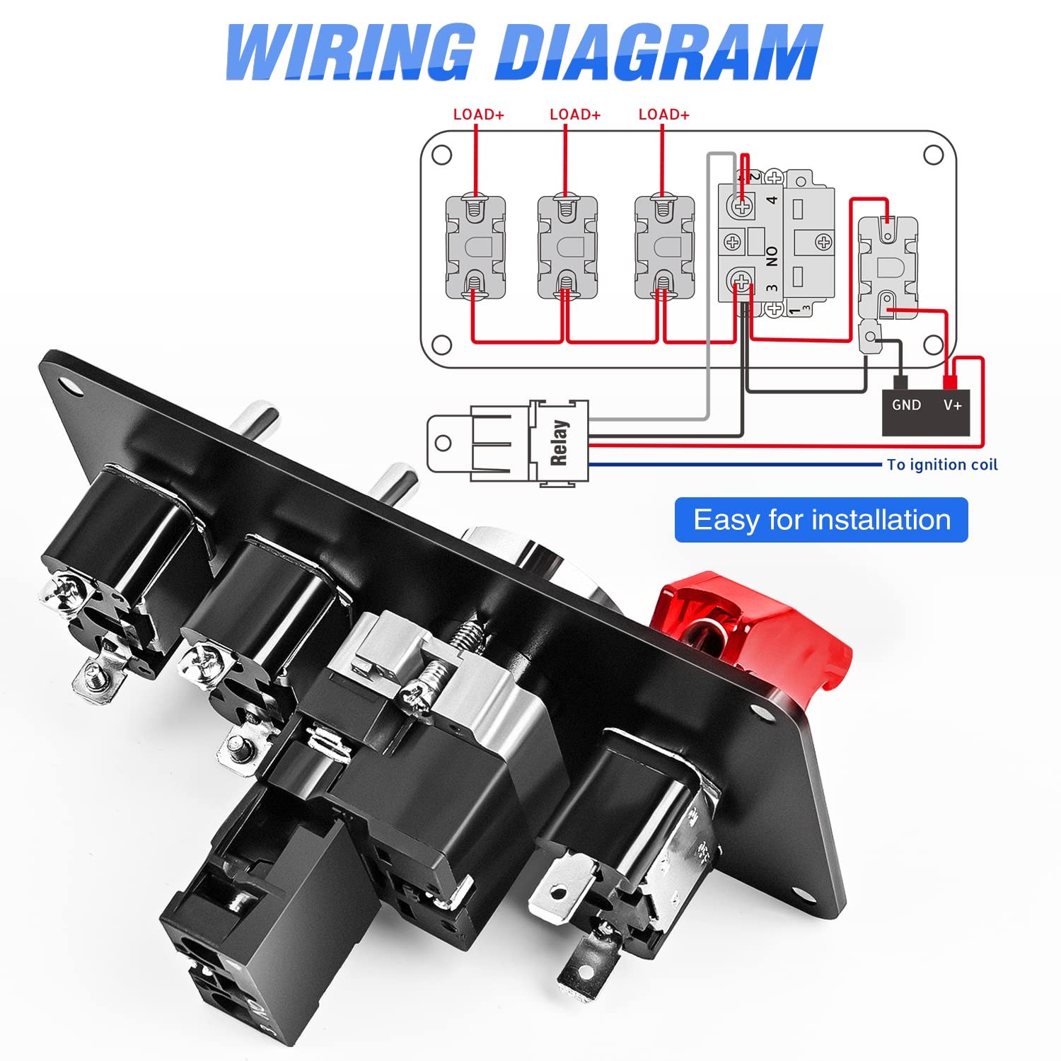 Nilight Ignition Rocker Switch Panel 12V 4 in 1 with Engine Push Button Toggle S