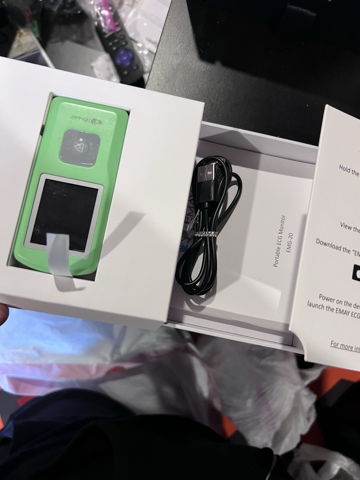 EMAY Bluetooth Portable ECG/EKG Monitor EMG-10 iPhone/Android/Mac/Windows L New