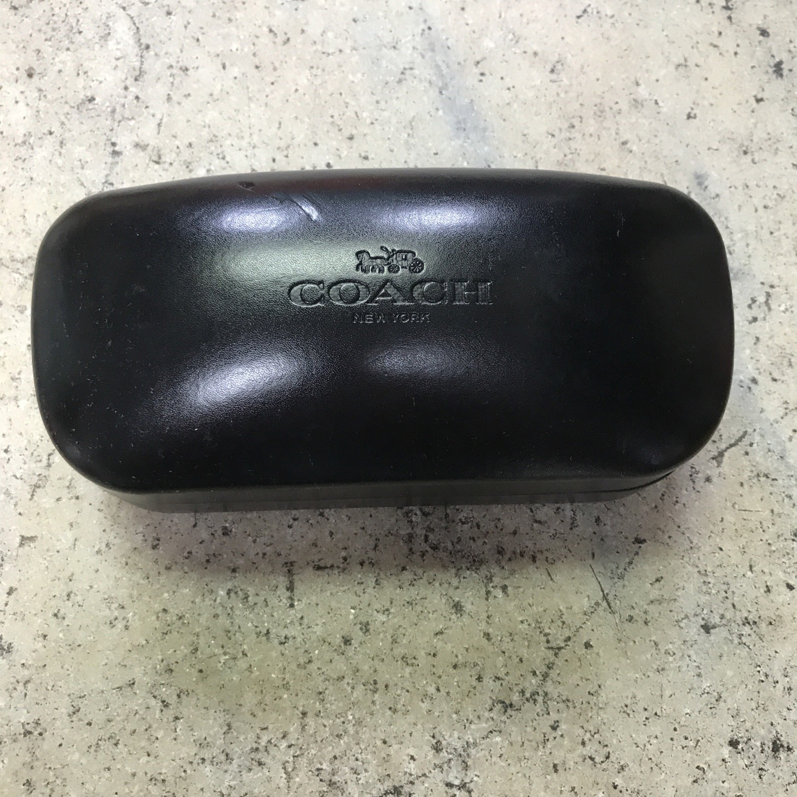 Coach New York Black Hard Sunglasses Eyeglasses Case Clamshell Dome Velvet Lined