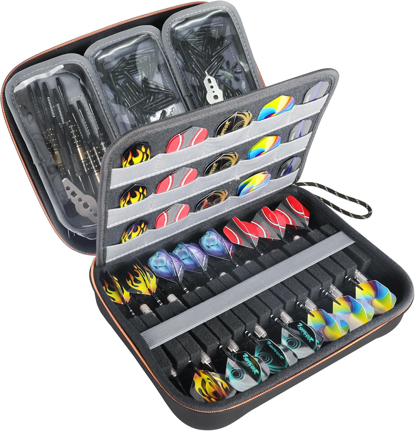 XL Semi Hard Shell Dart Case - Protective Case for 15 Piece Dart Set, Tips, Flig