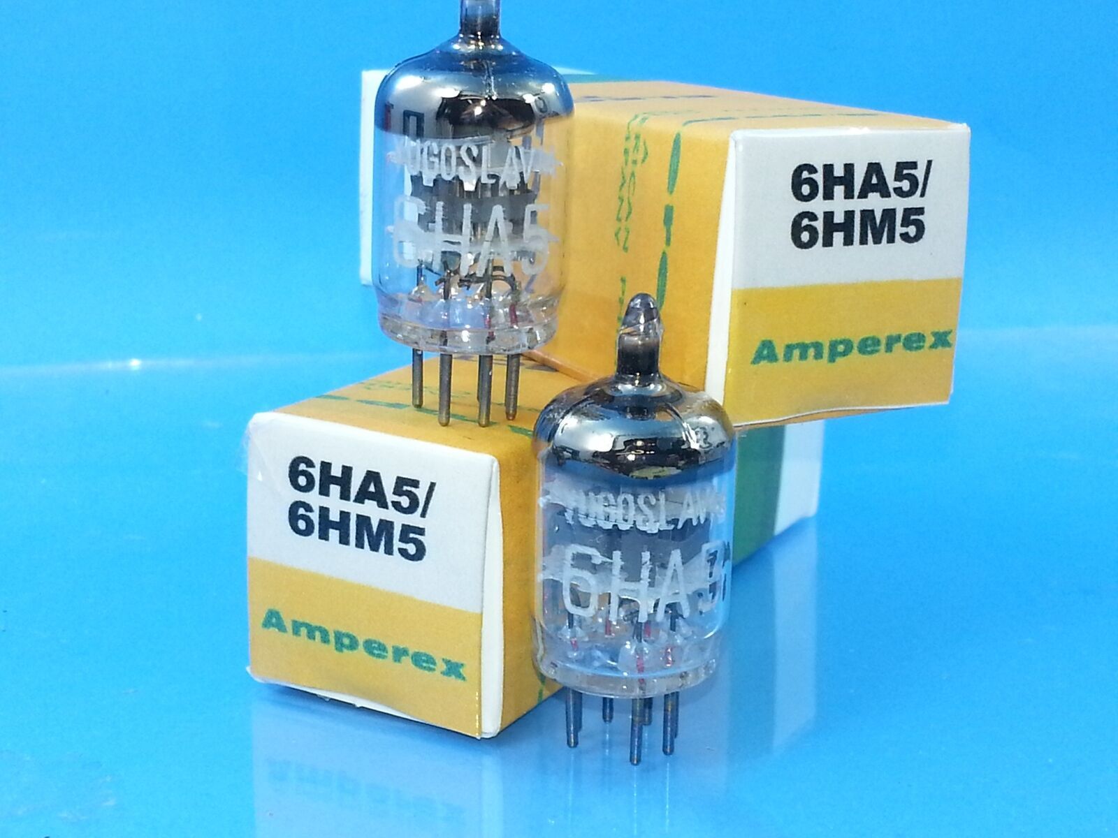 AMPEREX 6HA5 6HM6  TUBE MATCH PAIR MADE IN YUGOSLAVIA TESTS NOS