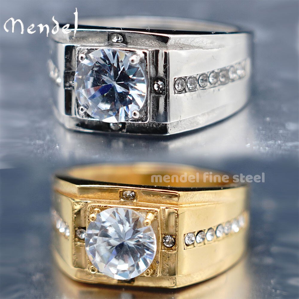 MENDEL Gold Plated Mens Wedding Engagement Band Ring Stainless Steel Size 7 8-15