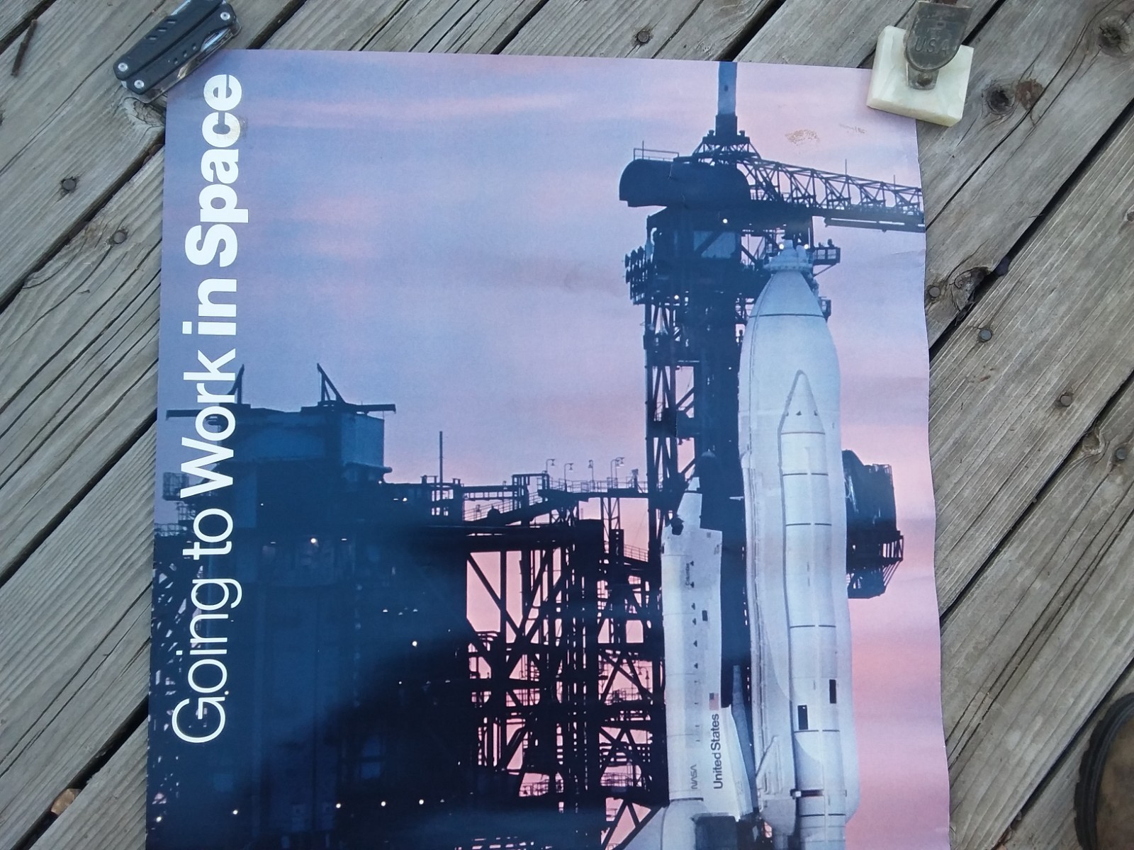 Vintage NASA Going 2 Work In Space Space Shuttle Poster Decor Collect