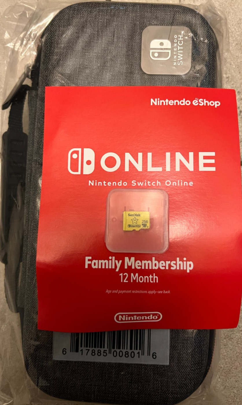 Nintendo Switch Online 12-Month Membership + 256GB microSD Card + Carry Case