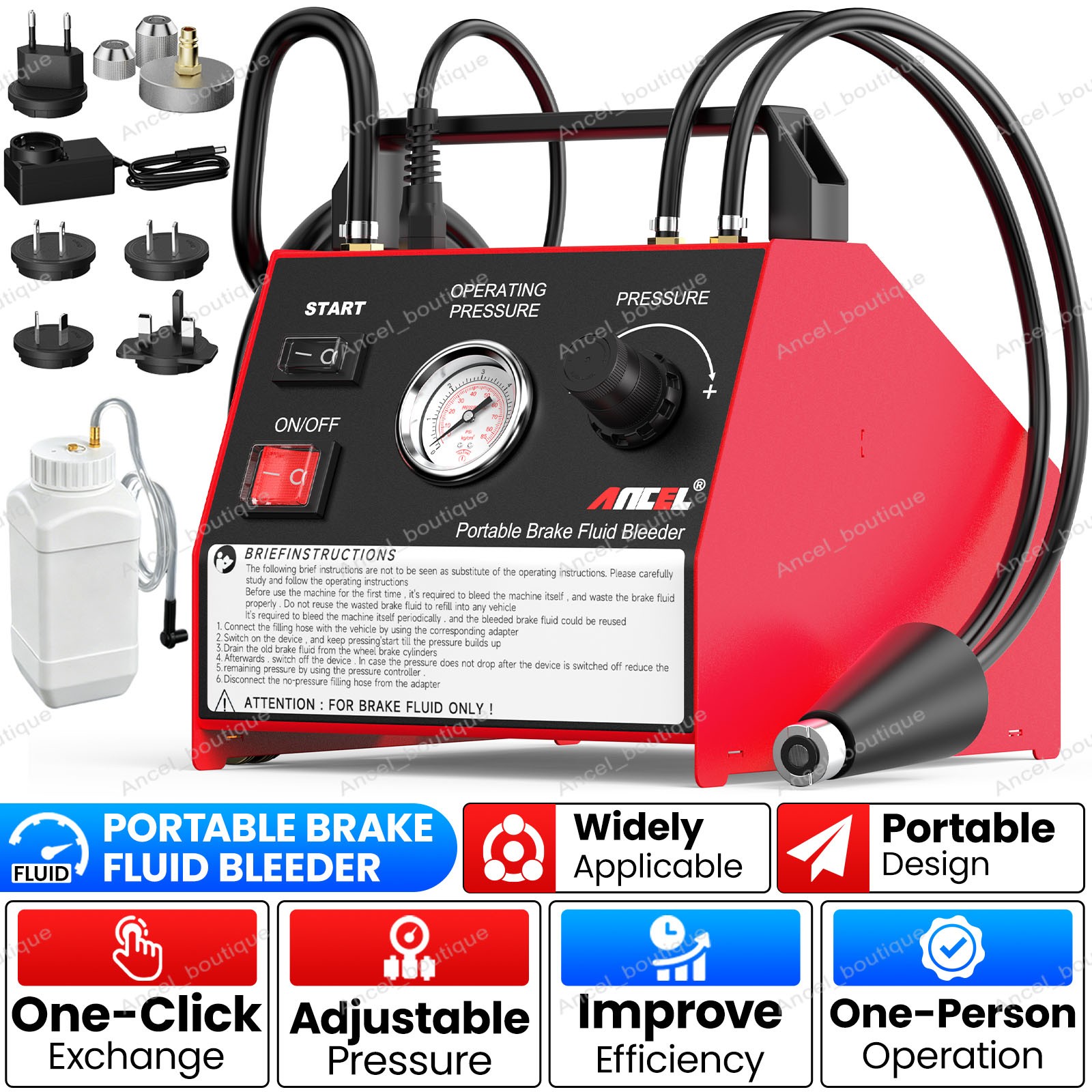 ANCEL BR2000 Brake Fluid Bleeder with Adjustable Pressure & One-Click For Nissan