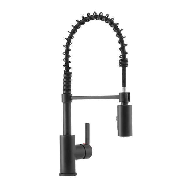 Project Source Flynt Matte Black Commercial Pull-Down Kitchen Faucet