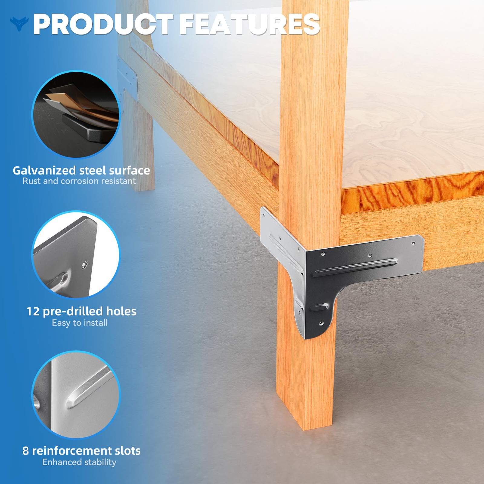 Workbench and Shelving Hardware Kit - Galvanized Steel Workbench Bracket Kit ...