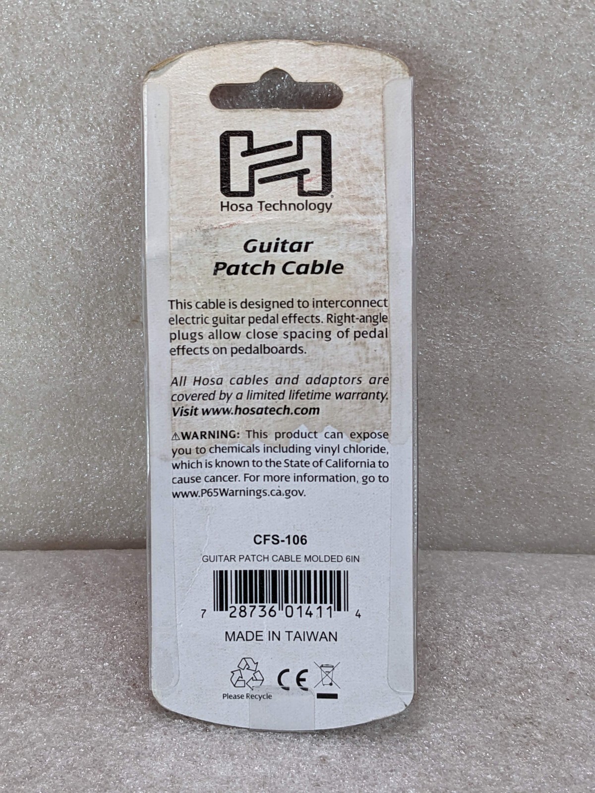 Hosa CFS-106 Molded Right-Angle Guitar Patch Cable, 6 inch 🔥NEW🔥