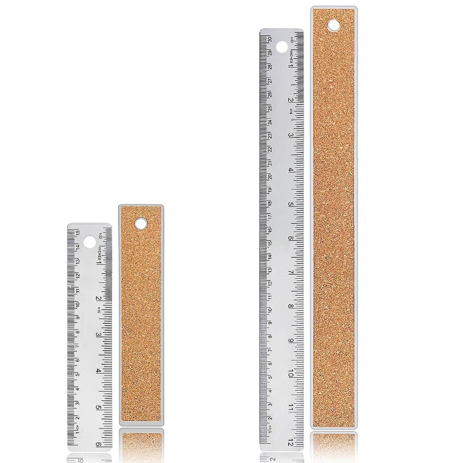 Metal Ruler 6 Inch 12 Inch Stainless Steel Metal Ruler with Cork Backing, Non...