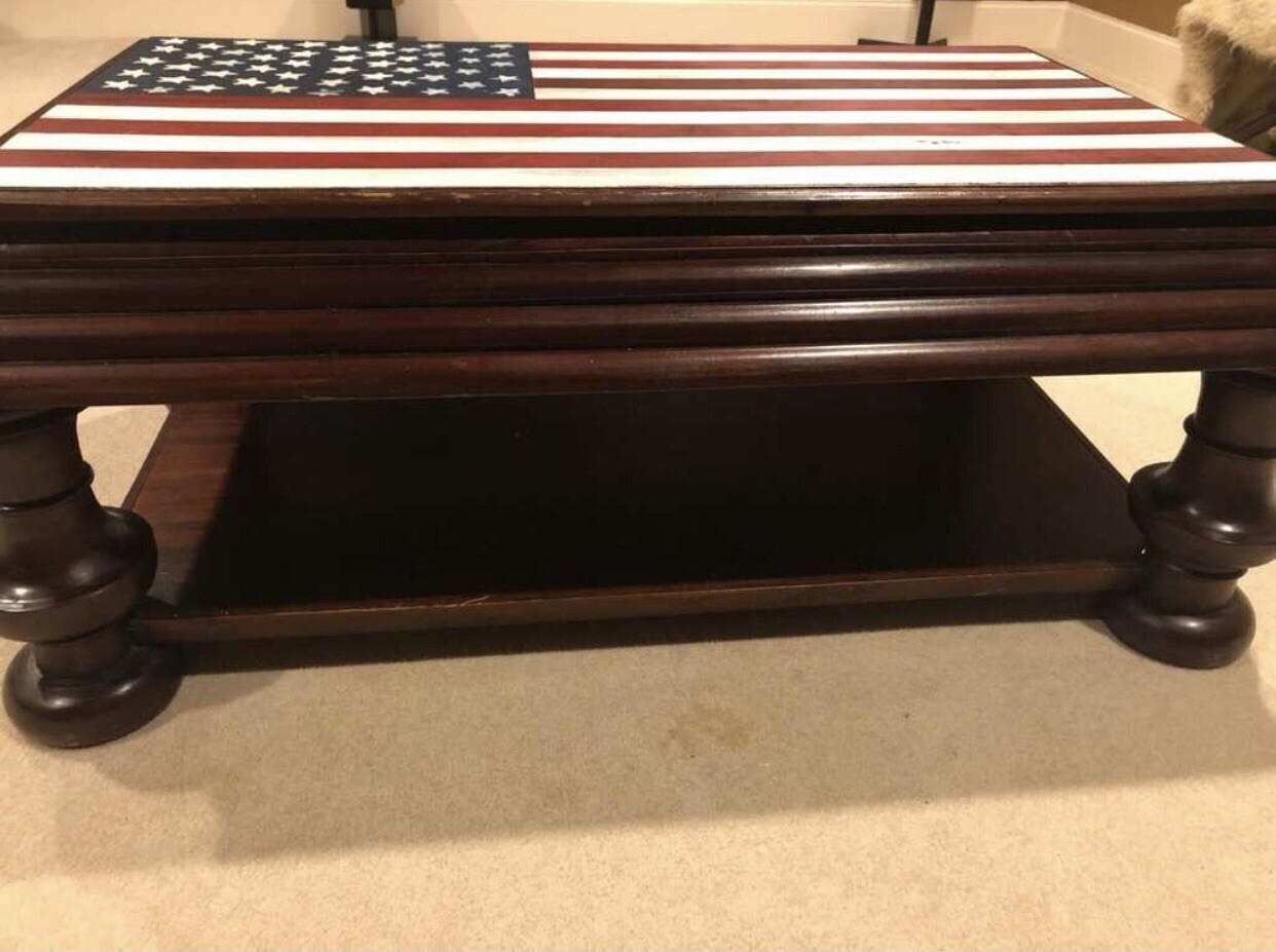 Farmhouse Wood Coffee Table - Painted Flag