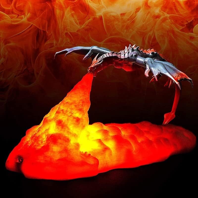 METANOYA LED Fire Dragon Lamp / 3D Printed Night Light / USB Rechargeable