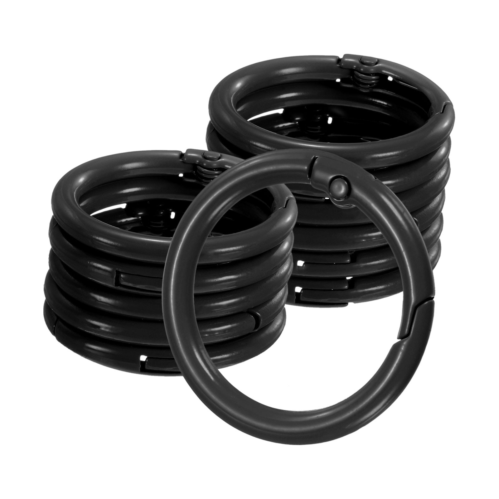 12-Pack Metal Spring O Rings, 1" Zinc Alloy Keyring Buckle [Black]