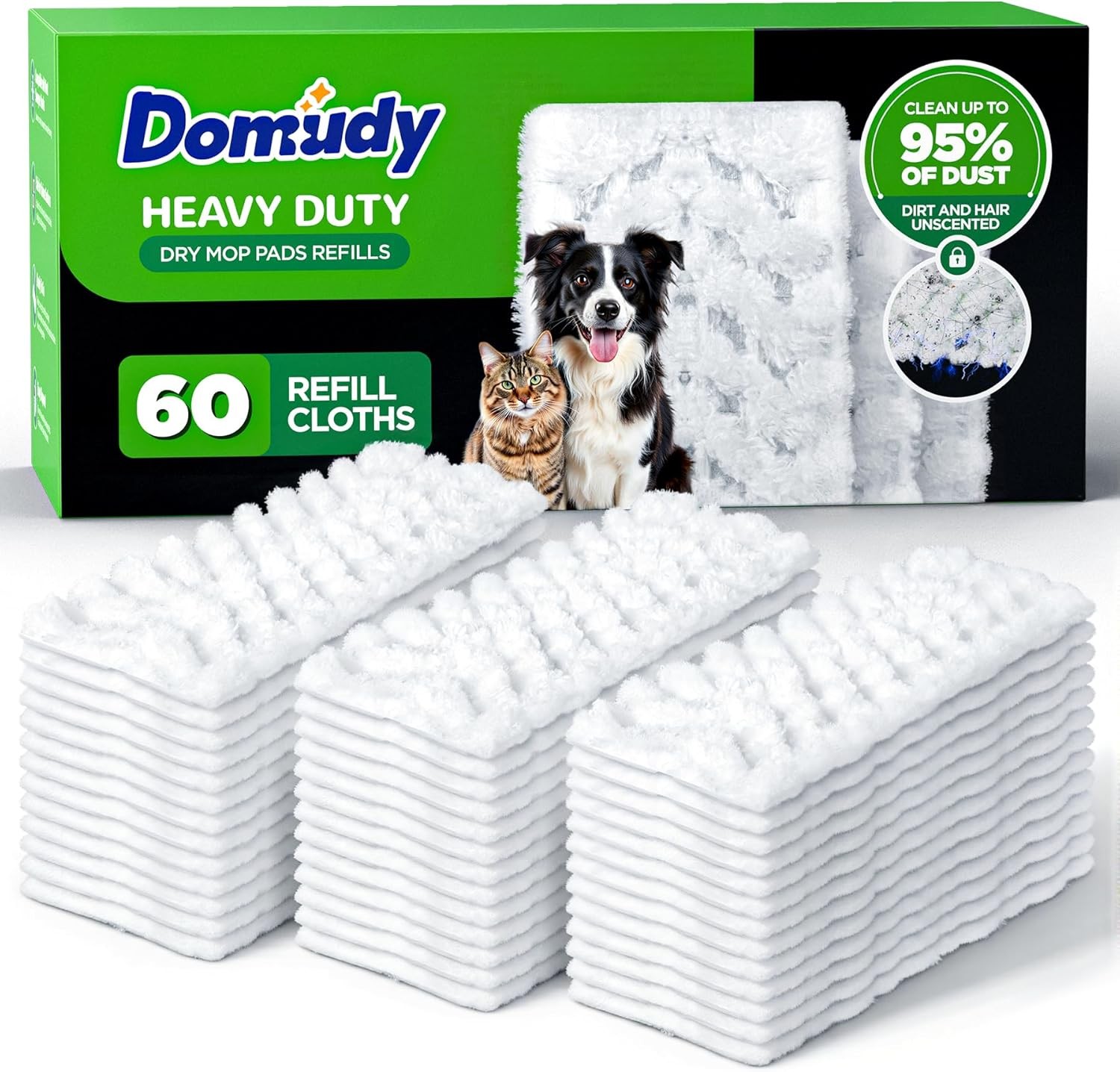 Heavy Duty Dry Sweeping Cloths Refills for Swiffer Sweeper Mop, Deep Clean