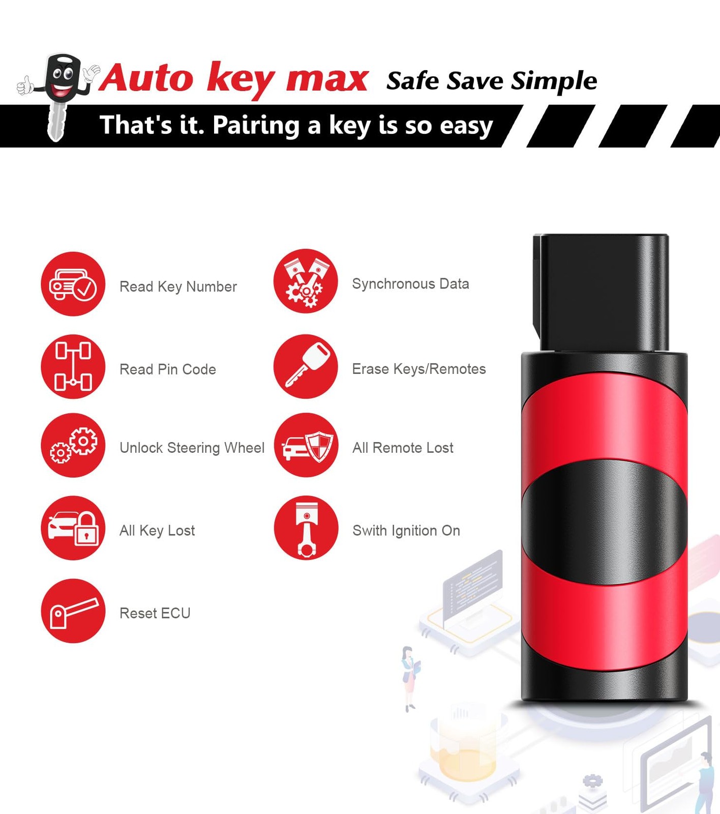 2 Programmable Keyfob Scanner Tool, Replacement DIY Programmer Kit for 2011-2018