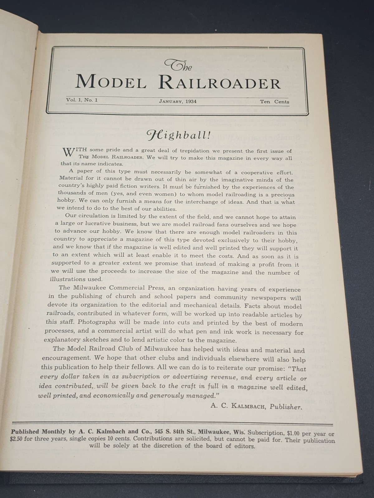 The Model Railroader Vol.1 Hardbound 1935 Kalmbach